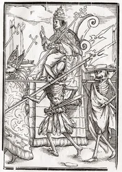 La muerte viene por el Papa, grabado por Georg Scharffenberg, de 